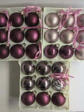 27 PURPLE Martha Stewart 2006 *TWILIGHT* Christmas Glass Ornaments 3 Boxes of 9